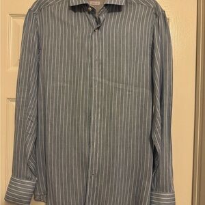 Brunello Cucinelli Blue and White Striped Shirt